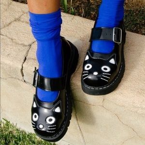 T.U.K. Black Leather Kitty Anarchic Mary Janes